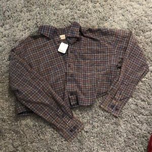 NWT URBAN OUTFITTERS CROP FLANNEL